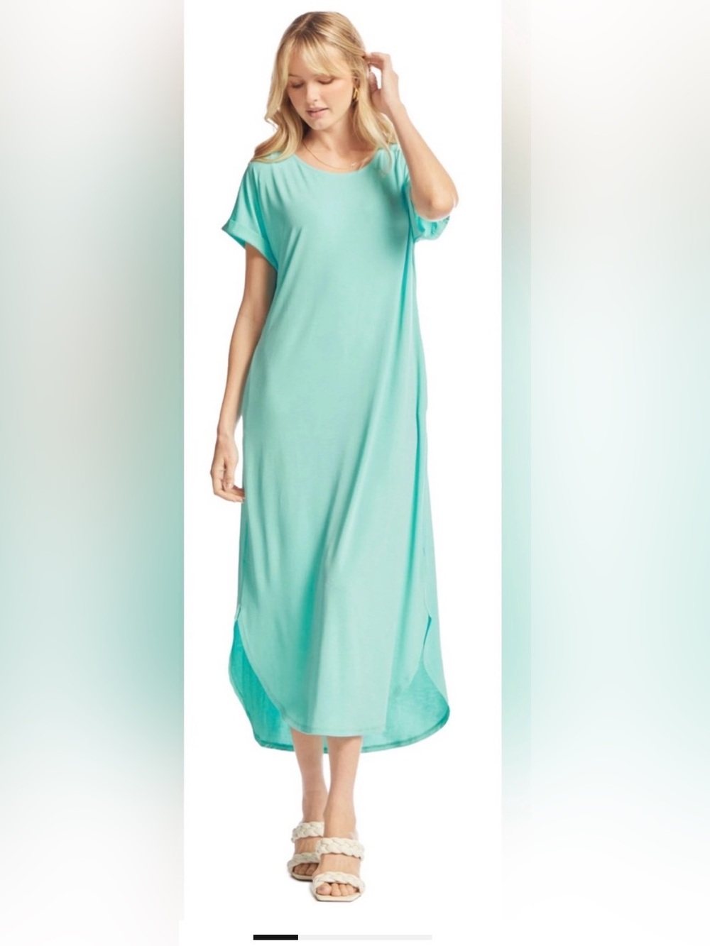 NWT Dear Scarlett Curvy mint aqua Solid Color Dress, size XL - Picture 3 of 7